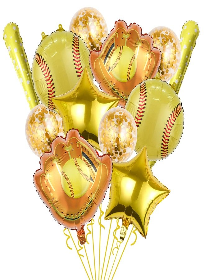 HEPAPATE Softball Party Balloons,12pcs Softball Glove Foil Balloons,Bat Balloon confetti balloon for Sports Theme Supplies Gender Reveal Baby Shower Decoration,Boys Girls Birthdays Party Supplies - Image 1